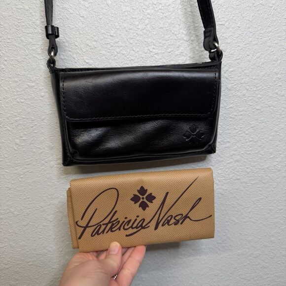 Patricia Nash Dovera Leather Crossbody Bag Black